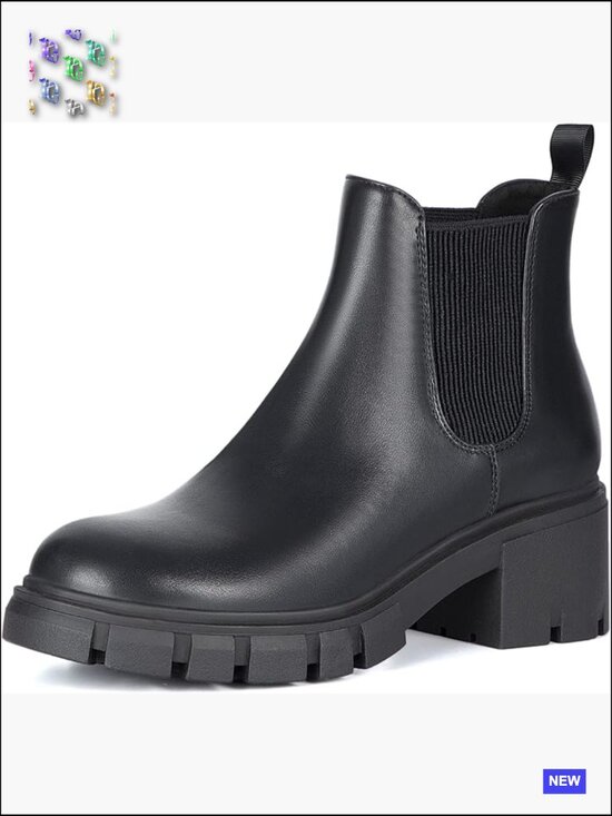 Shoes - Chunky Chelsea Boots Lug Sole Slip On Elastic Ankle Booties Y2K